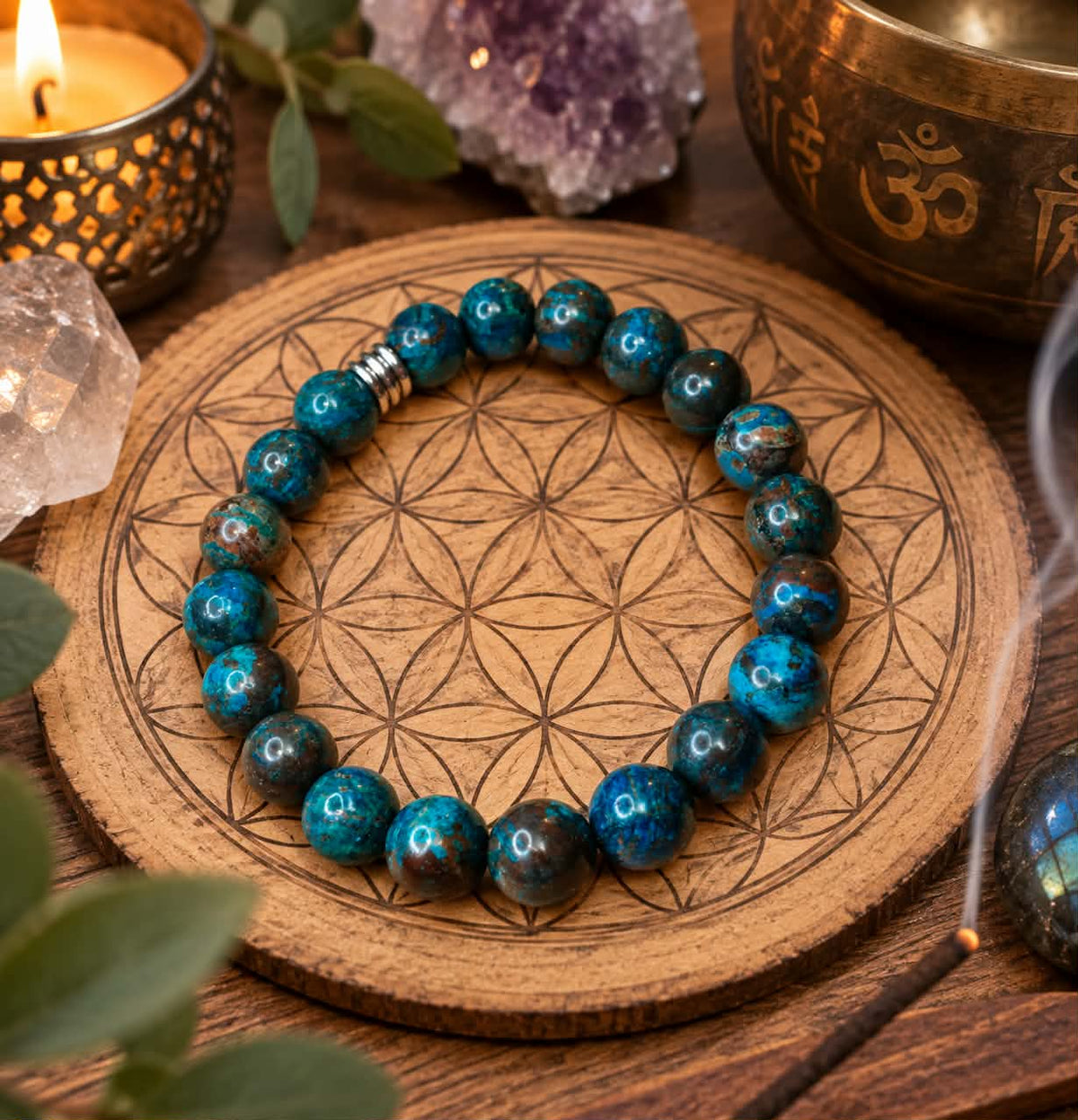 Bracelet homme en Chrysocolle 10mm