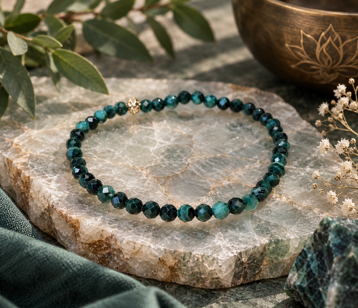 Bracelet femme 4mm en Malachite facettée