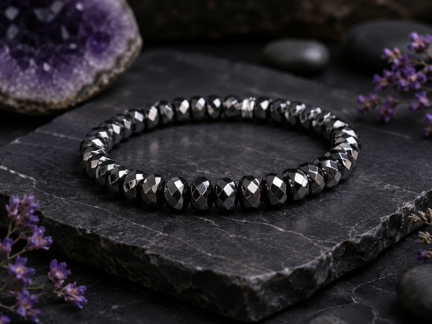 Bracelet en Hématite en rondelles facettées