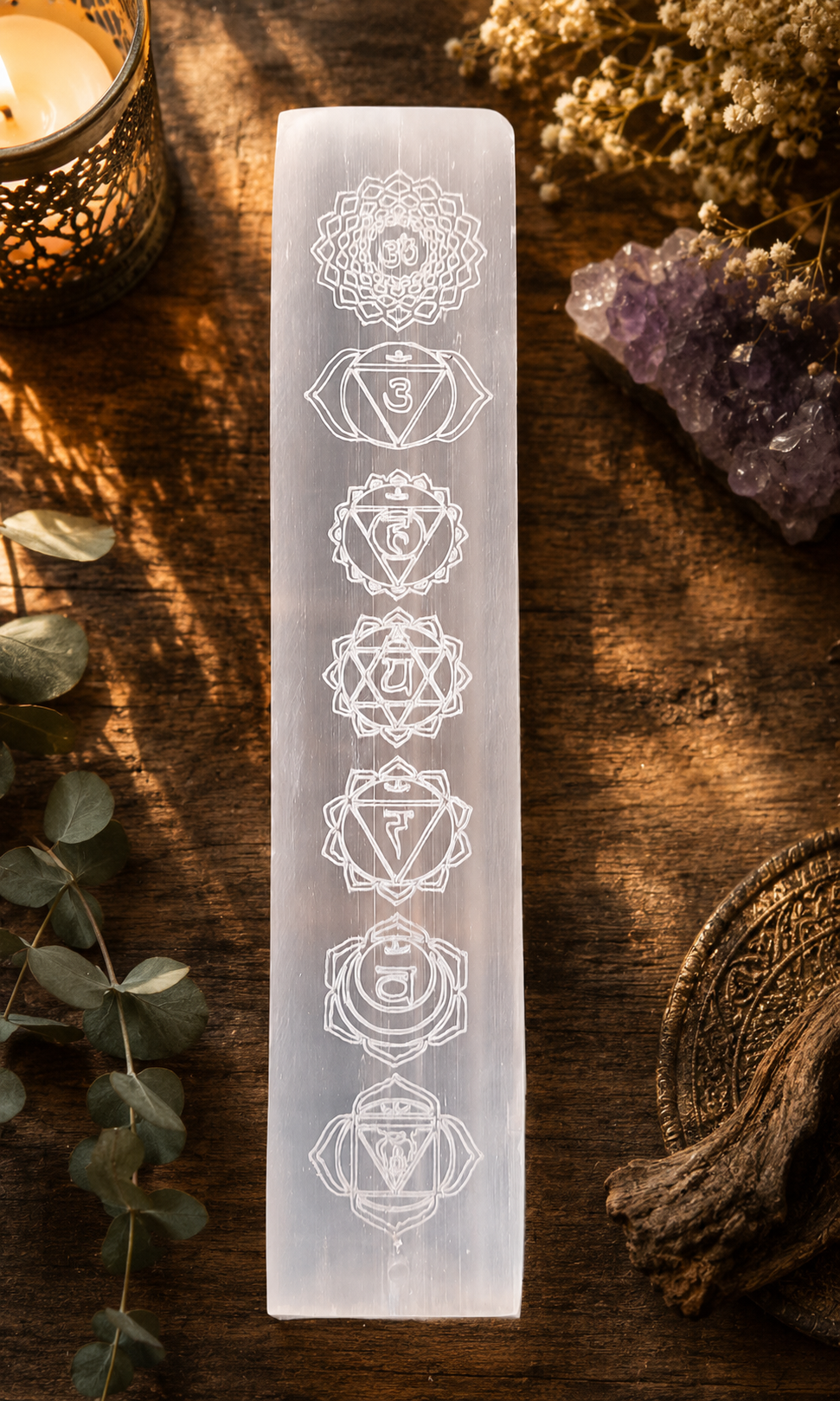 Porte encens en Sélénite CHAKRAS
