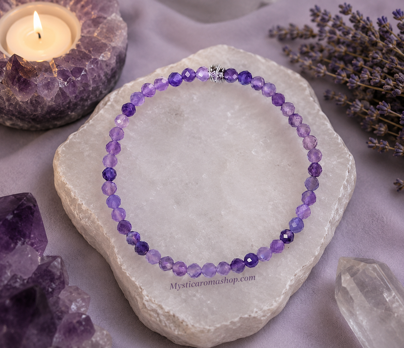 Bracelet Femme 4mm en Améthyste facetté