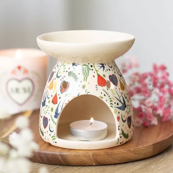 Brûleur à huile imprimé Midnight Bloom crème