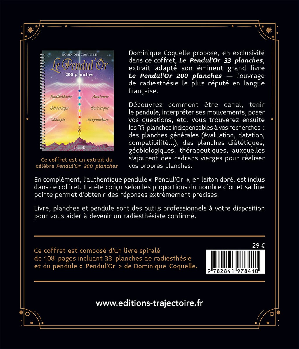 Pendule d'Or - Coffret divinatoire 33 planches & un pendule