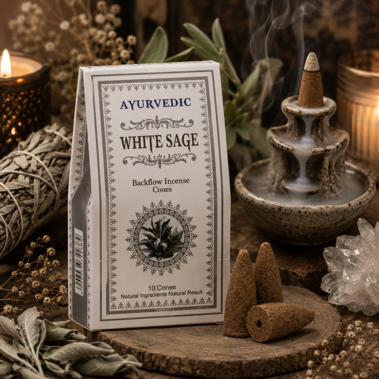 Cônes d'encens à refoulement SAUGE BLANCHE ayurveda