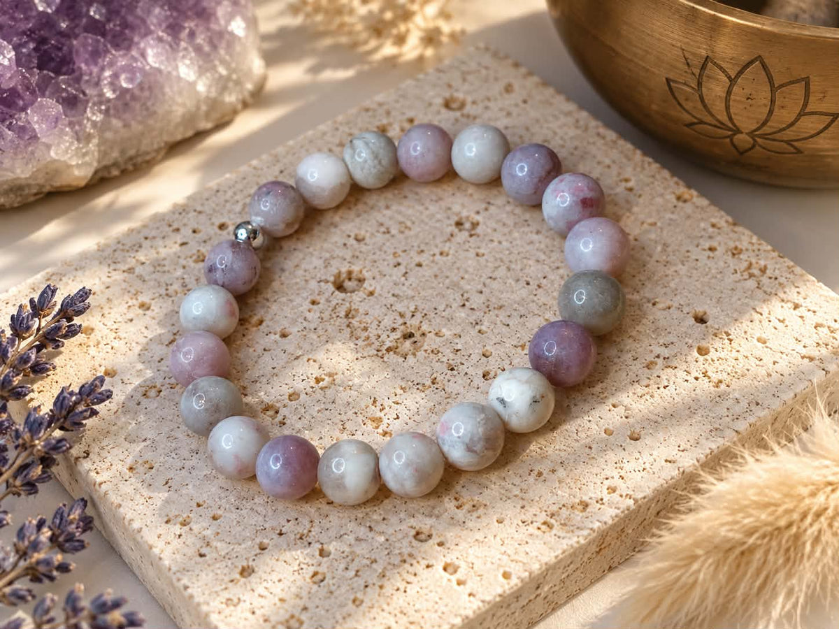 Bracelet homme en Jaspe violet 10mm