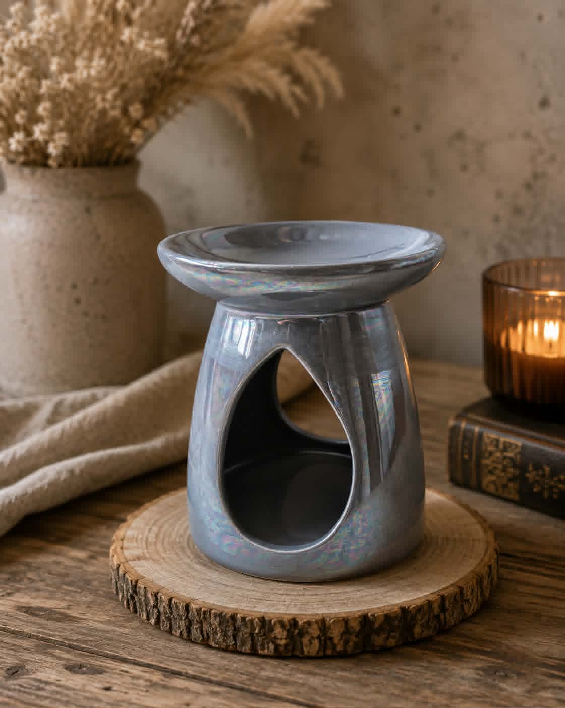Brûleur à fondants parfumés ou huiles essentielles IRIDESCENT GRIS