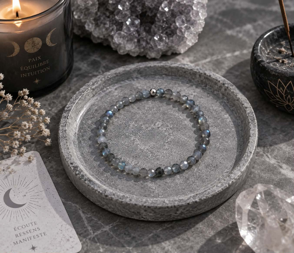 Bracelet femme 4mm en Labradorite facettée