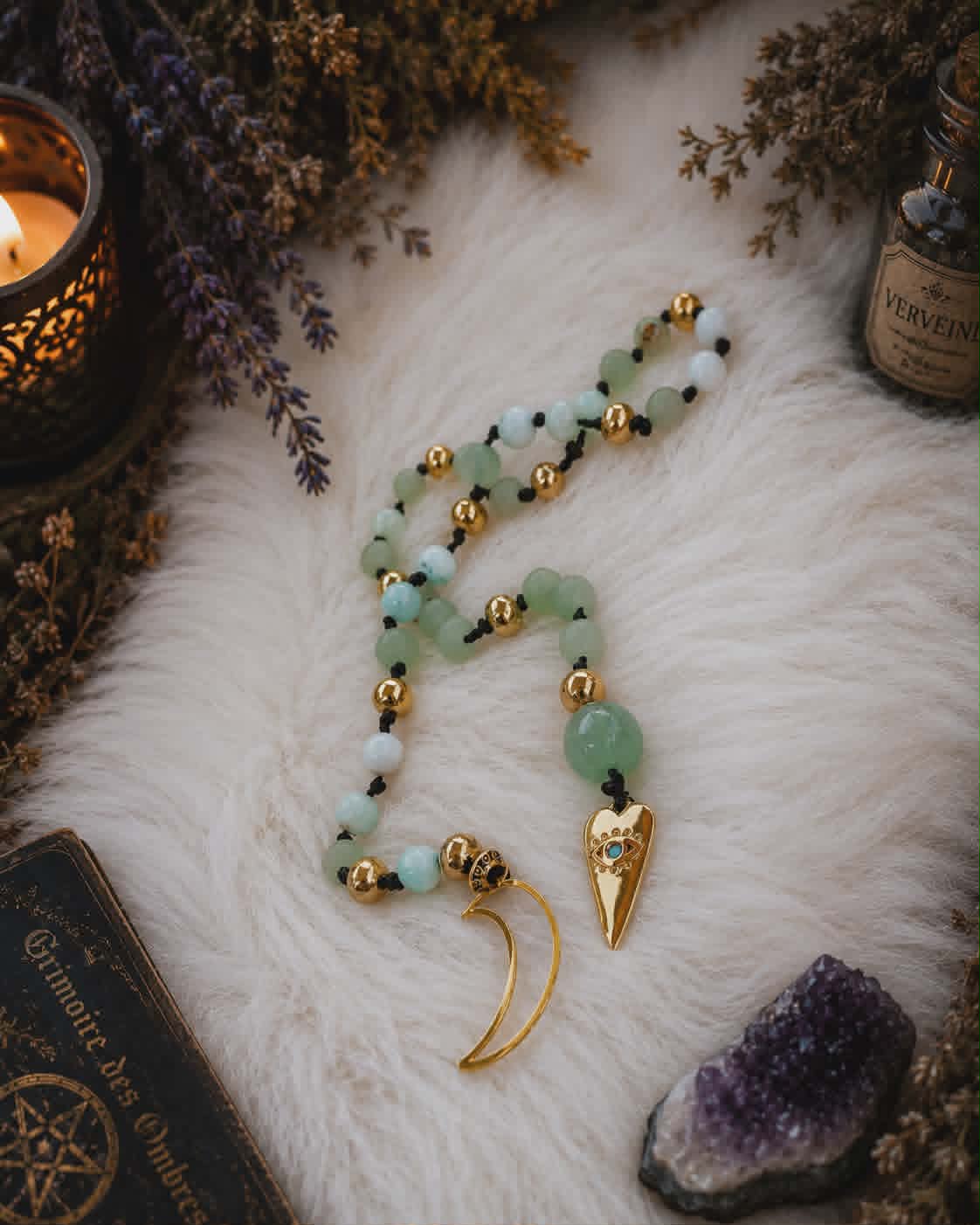 Echelle de sorcière CONFIANCE & LIBERATION en Chrysoprase & Aventurine verte