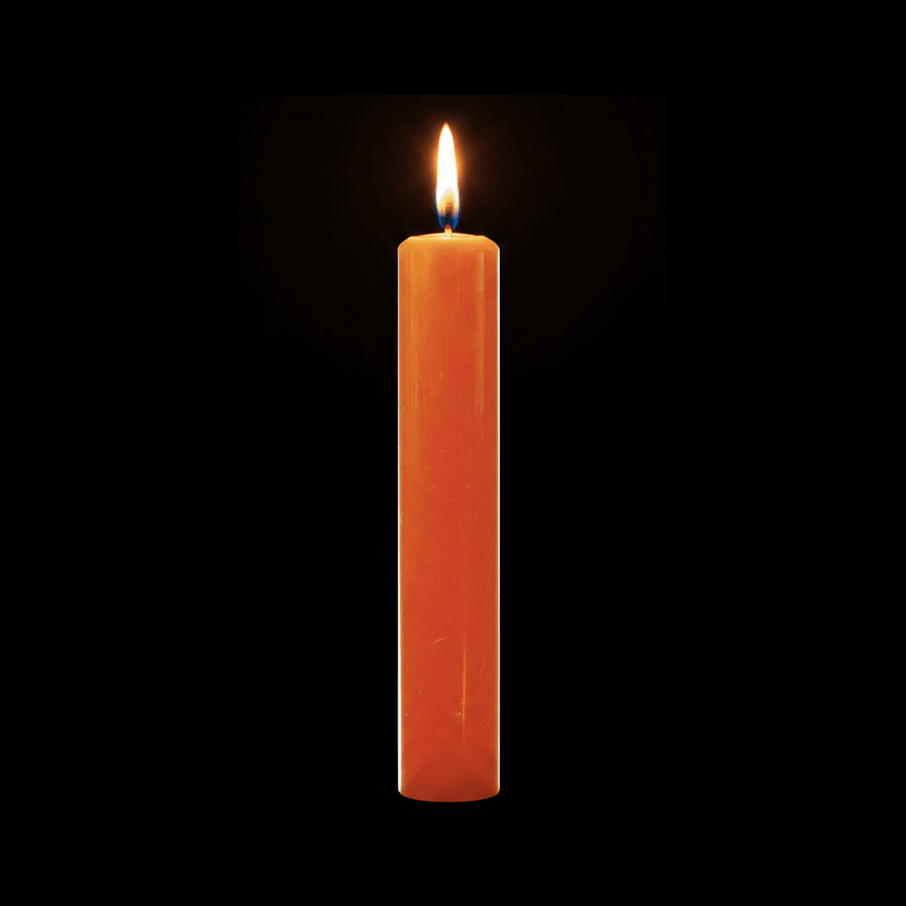 Bougie chandelle orange teintée dans la masse