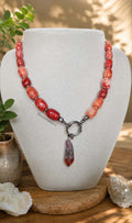 Collier ras de cou "Paix & Conscience" en Jade teintée & Auralite