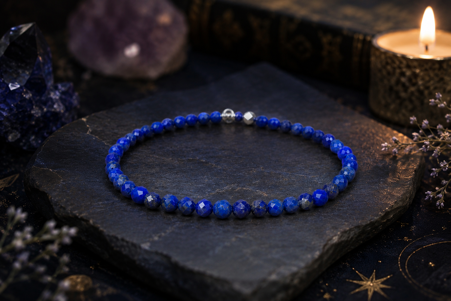 Bracelet femme en Lapis-Lazuli facetté 4mm