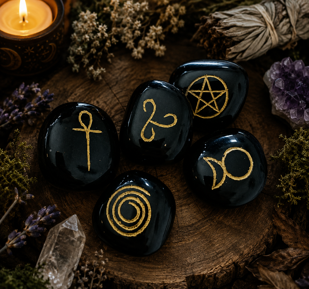 Runes de sorcières en Agate noire