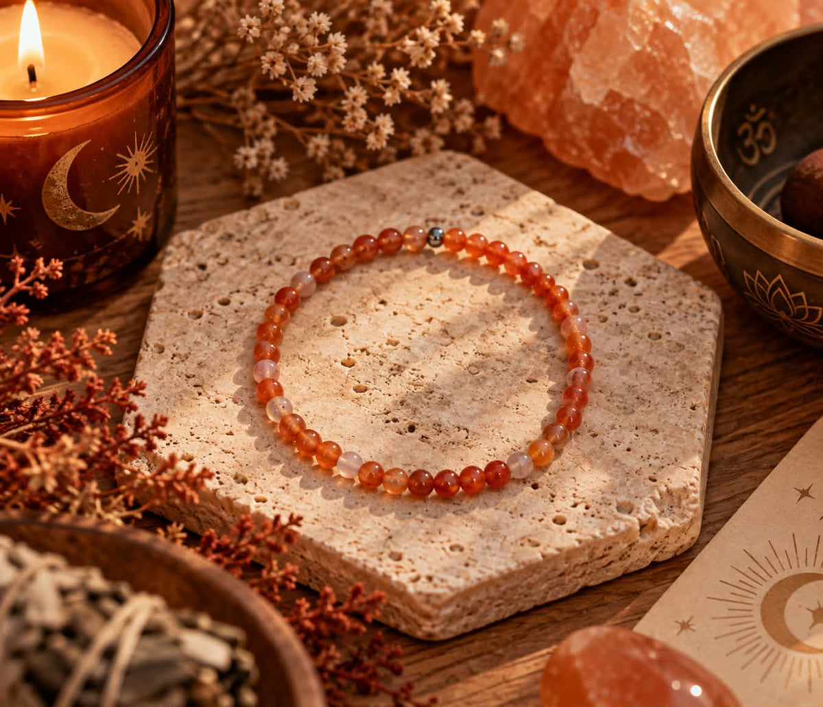 Bracelet femme 4mm en cornaline