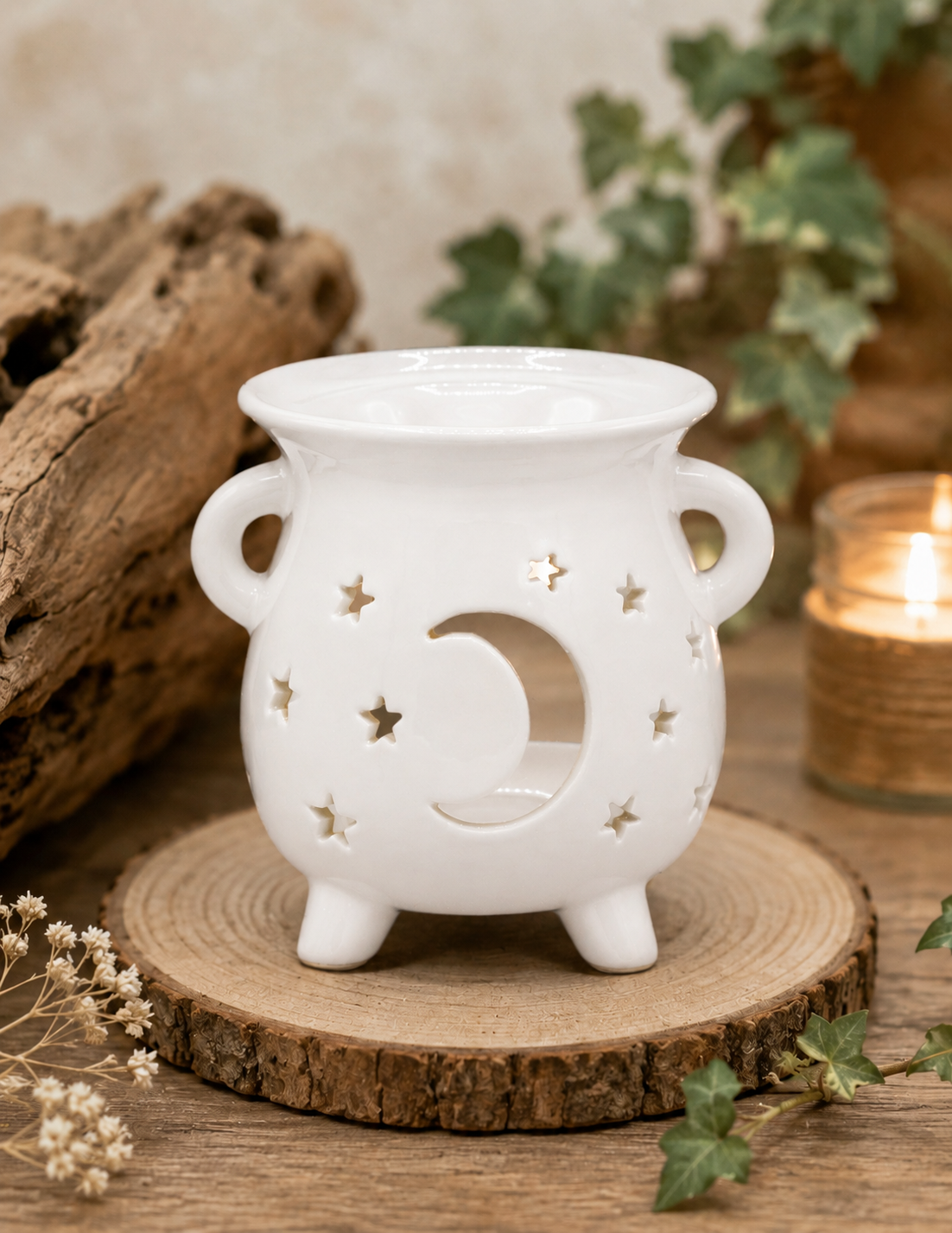 Brûleur chaudron blanc pour fondants parfumés & huiles essentielles
