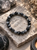 Bracelet Homme en Obsidienne Flocon de neige