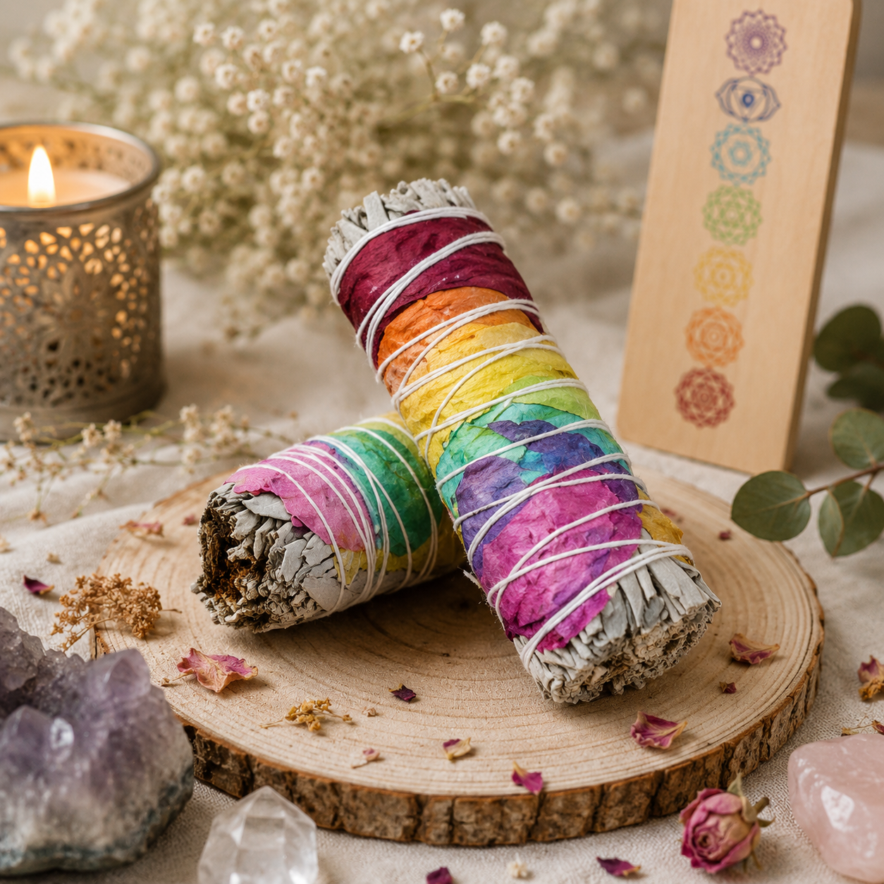 Bâton de fumigation Smudge Sauge Blanche 7 chakras